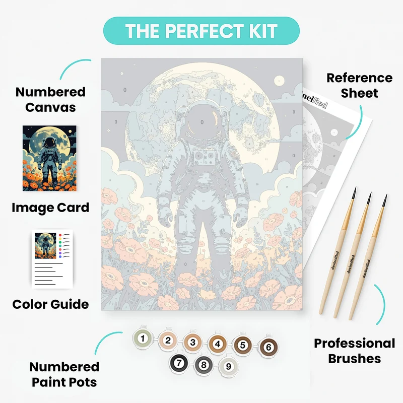 Astronaut in Poppy Field - Paint by Numbers Kit