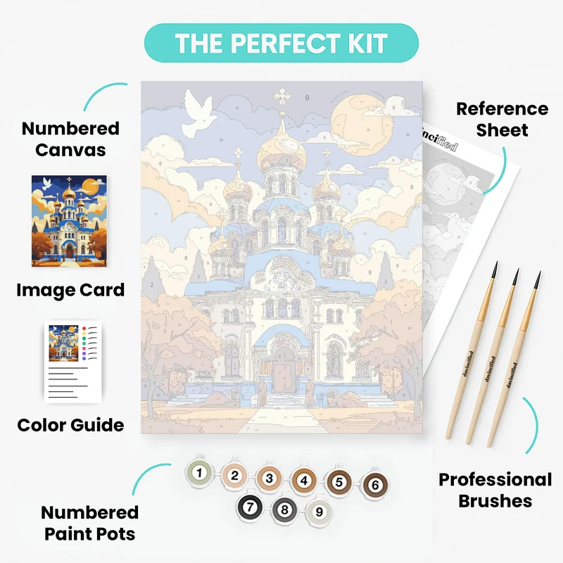 Orthodox Cathedral with Golden Domes - Paint by Numbers Kit