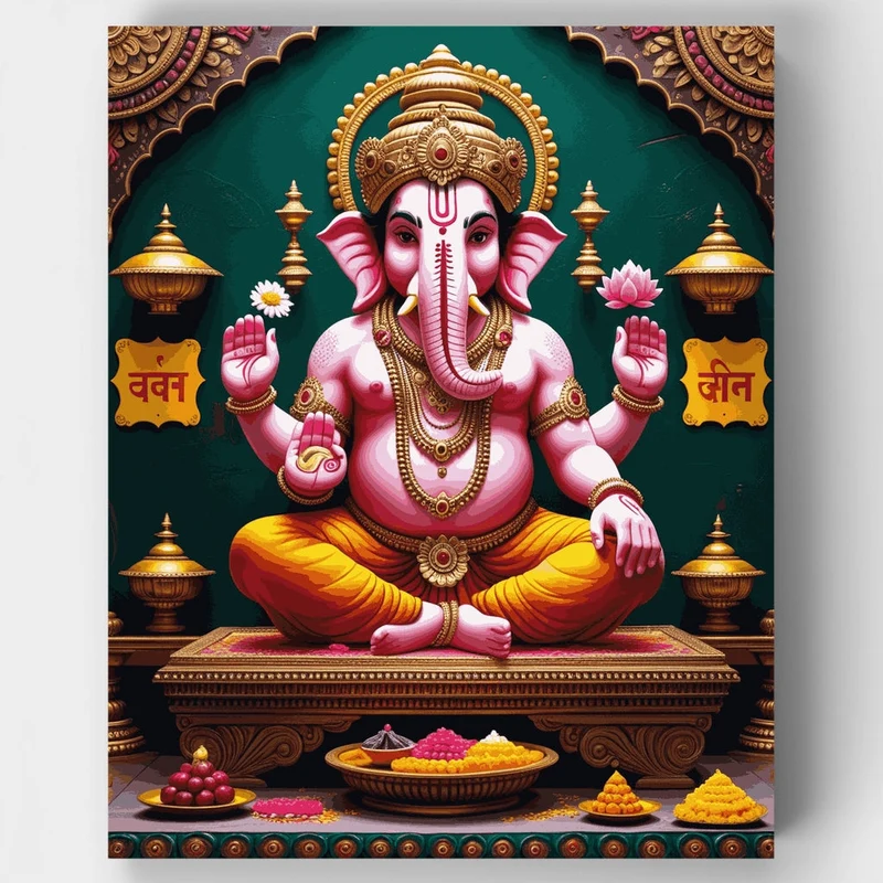 Colorful Ganesha Deity - Paint by Numbers Kit