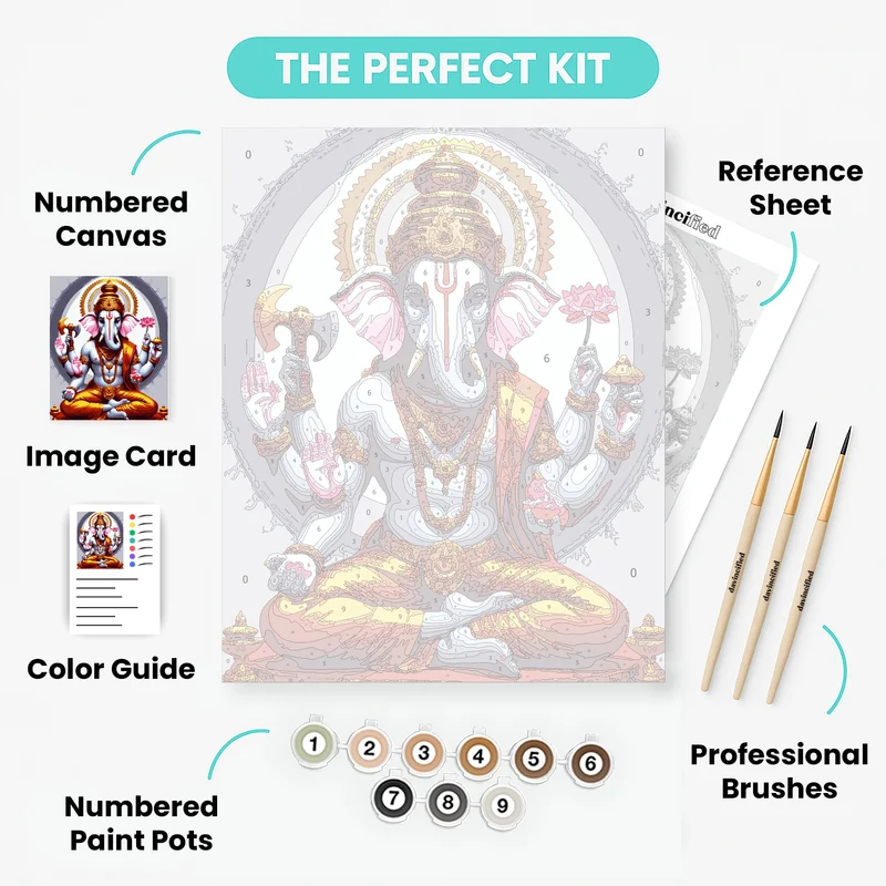 Lord Ganesha with Lotus - Paint by Numbers Kit