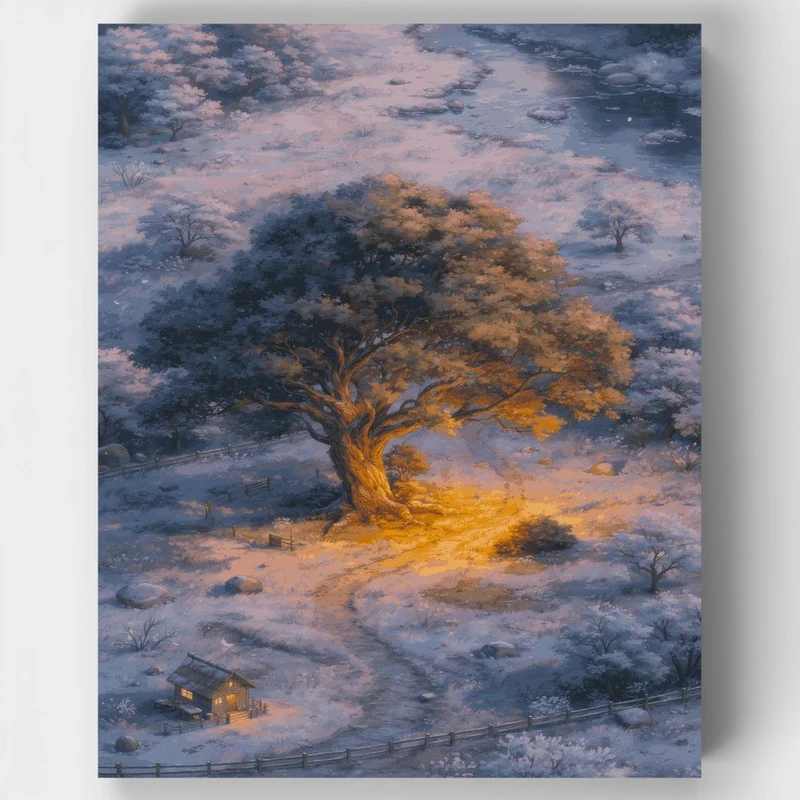 "Warm Light in the Winter Vale" Paint by Numbers Kit