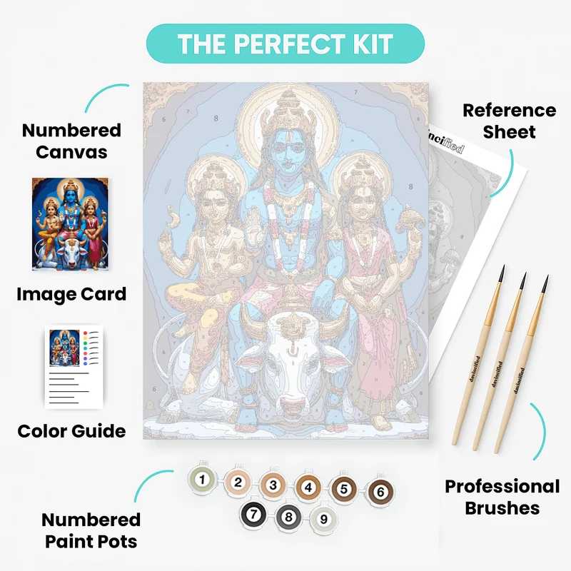 Lord Vishnu with Family - Paint by Numbers Kit