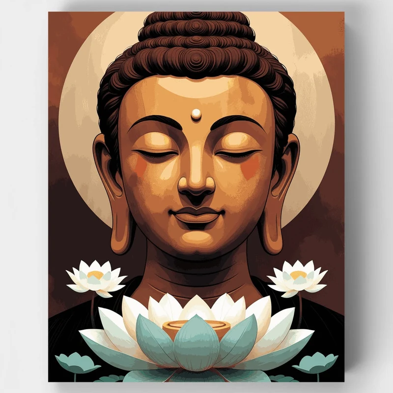 Serene Buddha with Lotus Blossoms - Paint by Numbers Kit