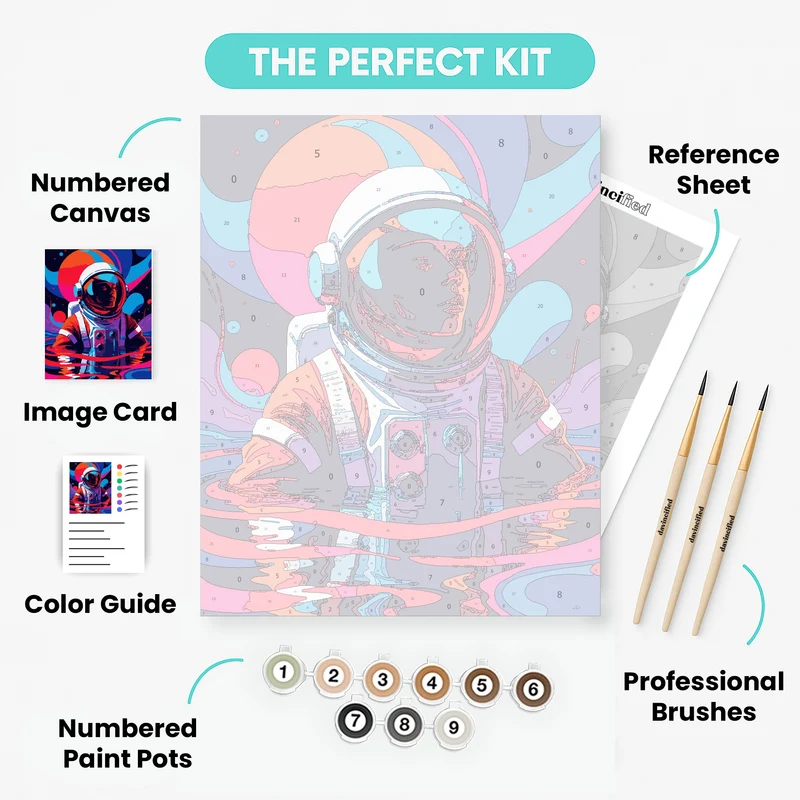 Cosmic Astronaut in Vibrant Waters - Paint by Numbers Kit