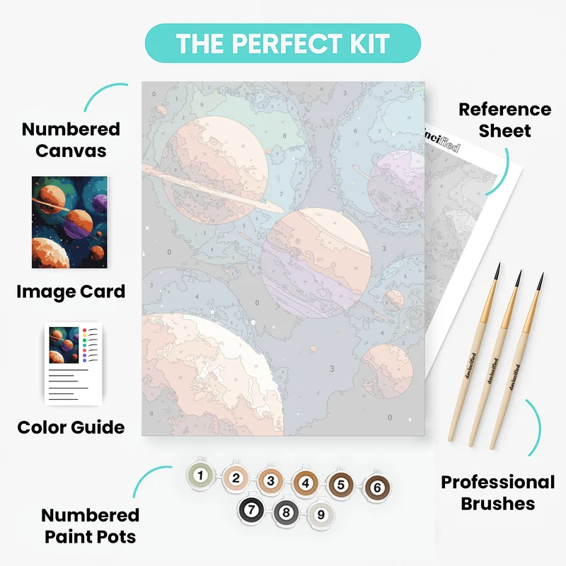 Colorful Planetary System - Paint by Numbers Kit