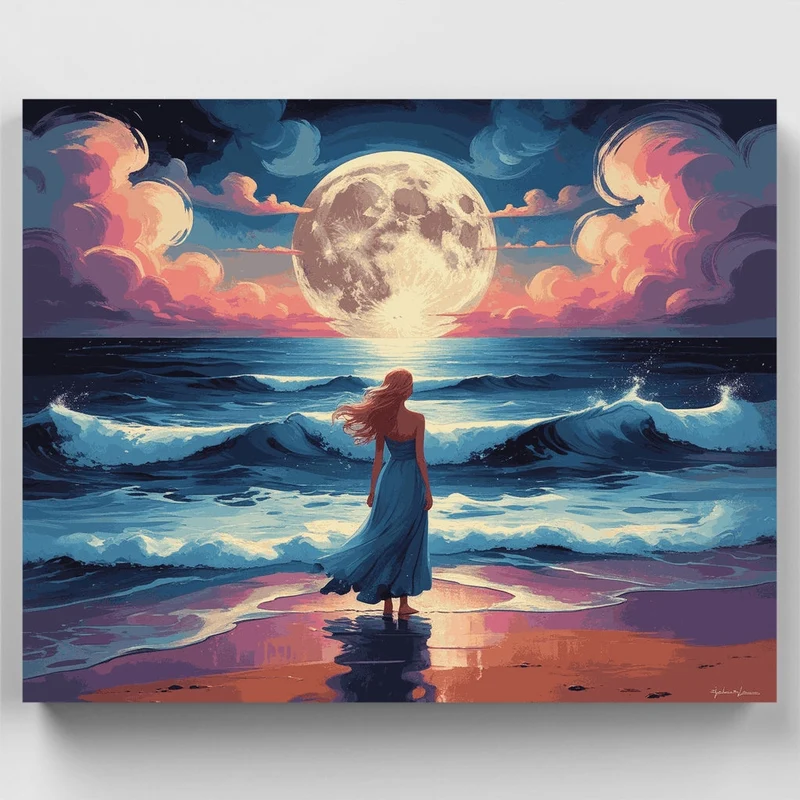 Moonlit Ocean Serenity - Paint by Numbers Kit