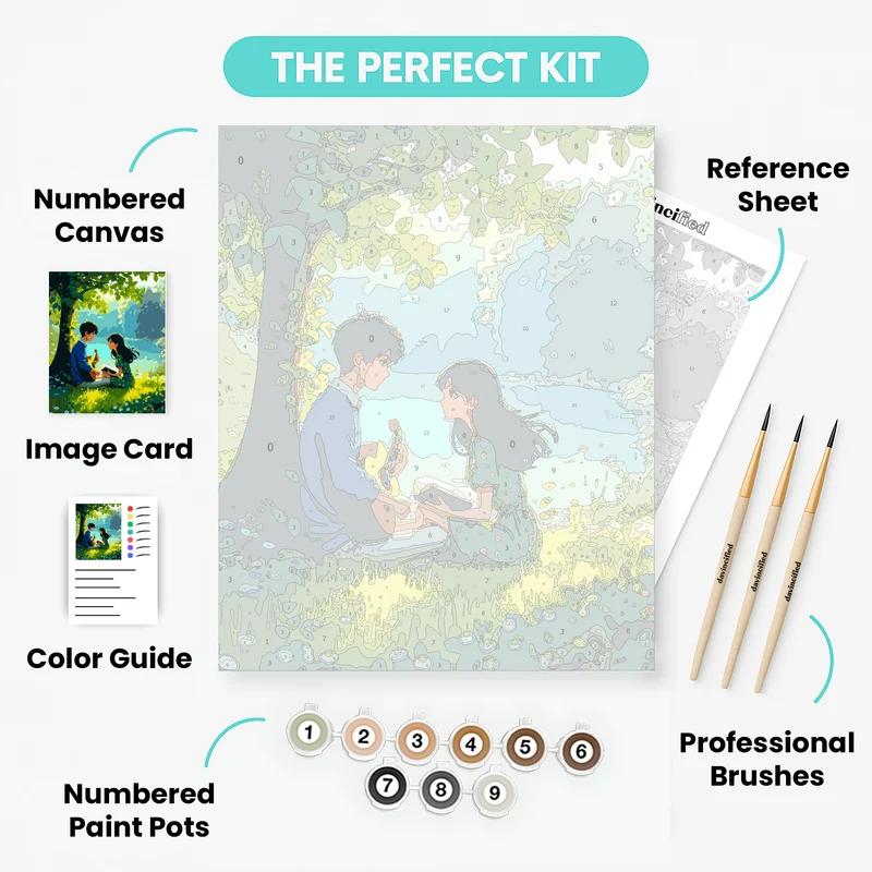 Anime Couple Under Tree - Paint by Numbers Kit