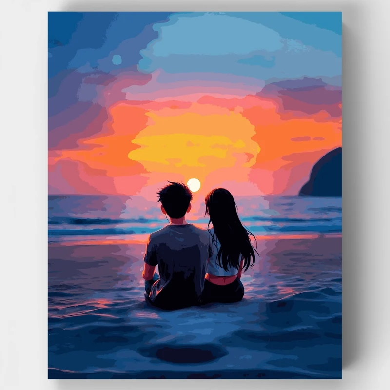 Sunset Beach Couple - Paint by Numbers Kit