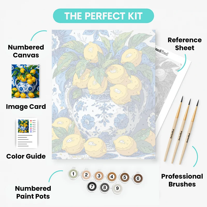 Blue and Yellow Lemons - Paint by Numbers Kit