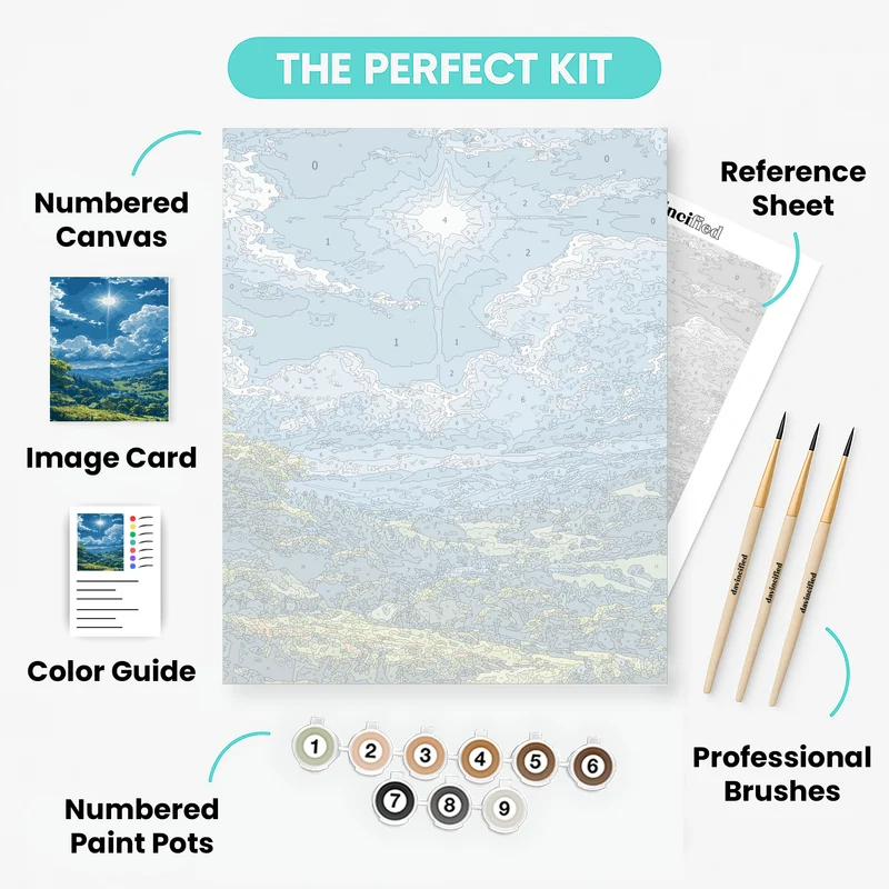 Sunlit Mountain Valley - Paint by Numbers Kit