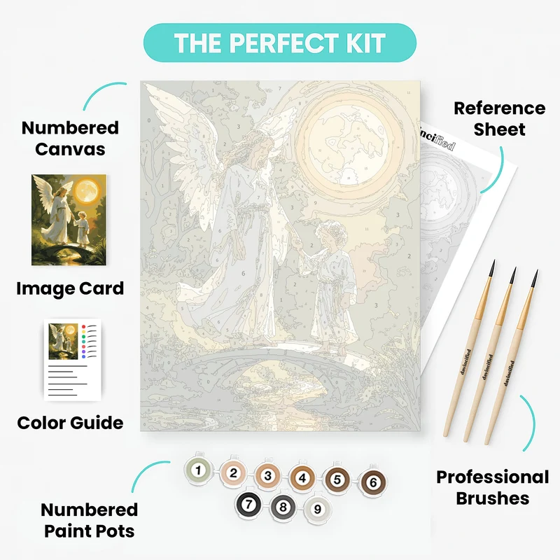 Guardian Angel and Child Crossing Bridge - Paint by Numbers Kit