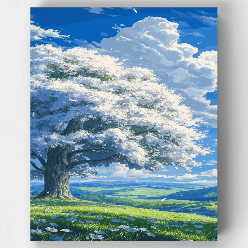 Blossoming White Tree - Paint by Numbers Kit