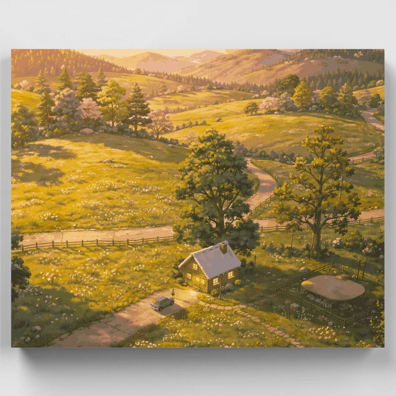 "Golden Drive to the Cabin" Paint by Numbers Kit