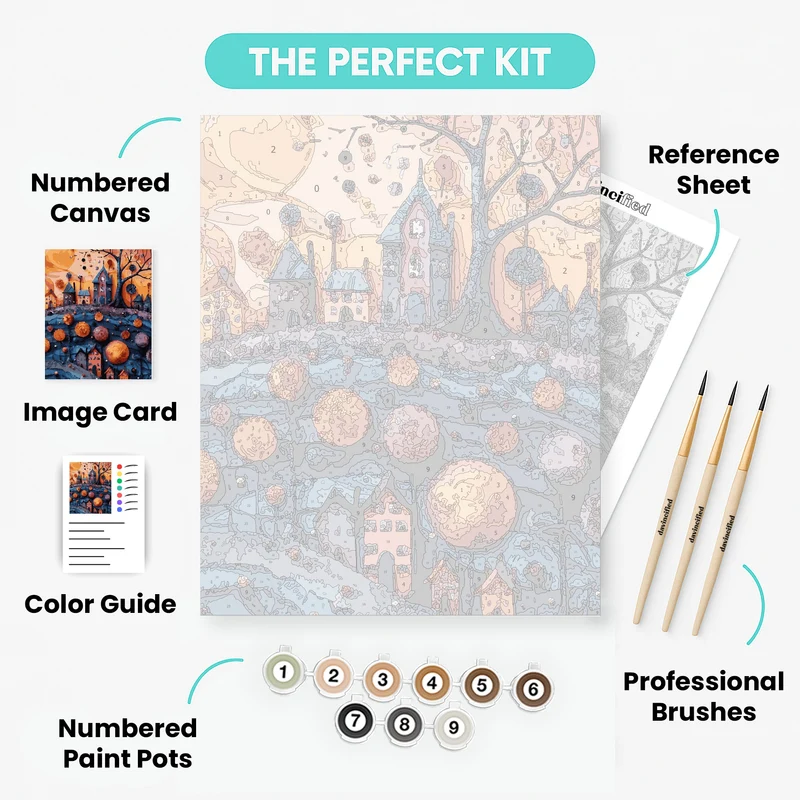 Whimsical Halloween Village - Paint by Numbers Kit
