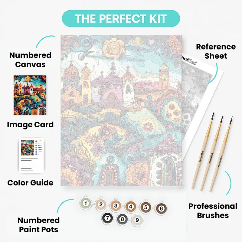 Whimsical Fantasy Village - Paint by Numbers Kit
