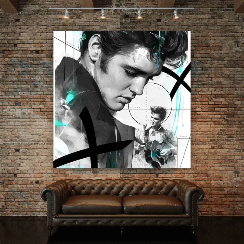 Poster Elvis Presley in dynamischem künstlerischen Stil Quadrat