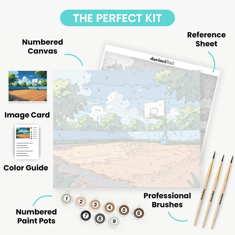 Serene Basketball Court - Paint by Numbers Kit