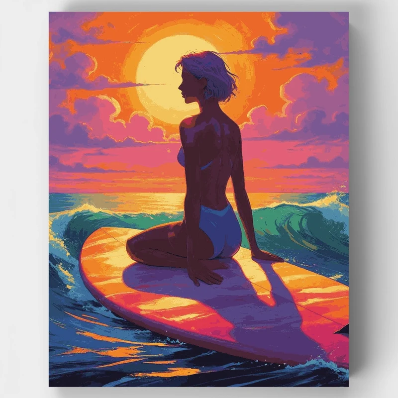 Ocean Waves Surfer Girl - Paint by Numbers Kit