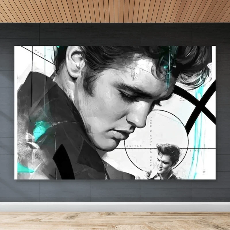 Leinwandbild Elvis Presley in dynamischem künstlerischen Stil Querformat
