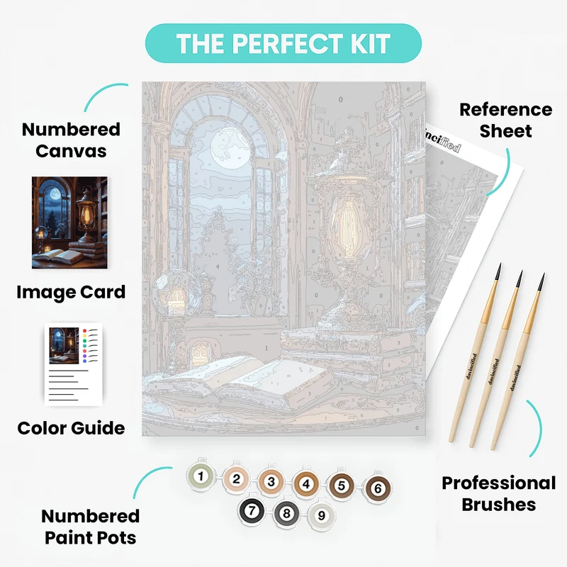 Moonlit Library - Paint by Numbers Kit