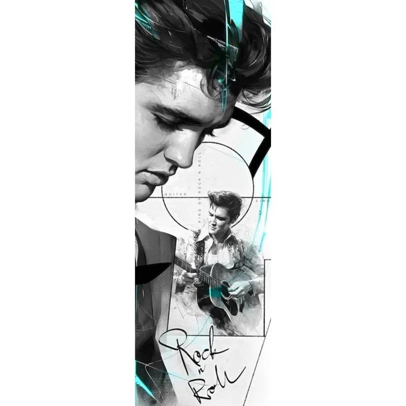 Poster Elvis Presley in dynamischem künstlerischen Stil Panorama Hoch