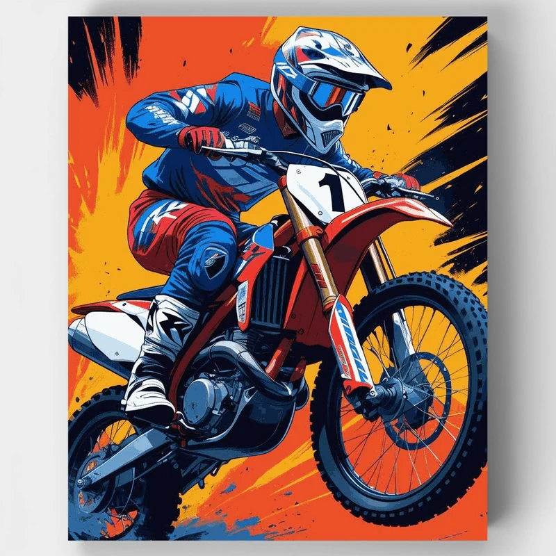 Dynamic Motocross Racer - Paint by Numbers Kit