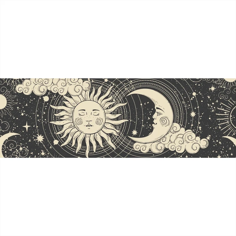 Poster Sonne und Mond vereint Boho Style Panorama