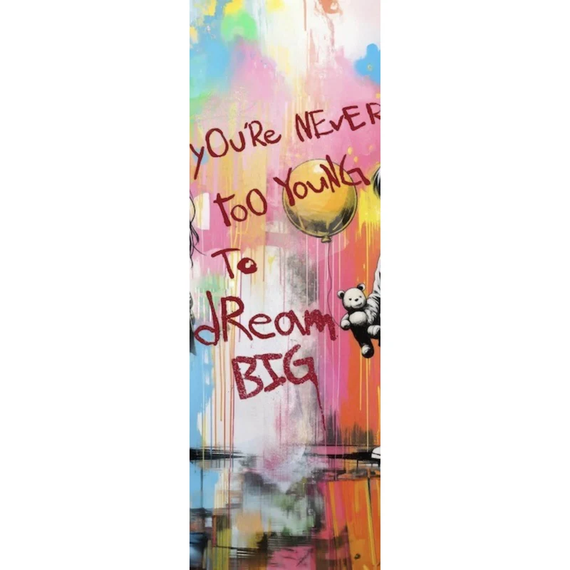 Poster Pop Art Kinder mit Ballons you are never too young Panorama Hoch