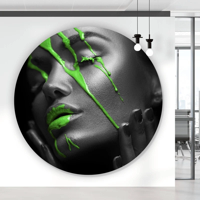 Aluminiumbild gebürstet Green Lips Kreis