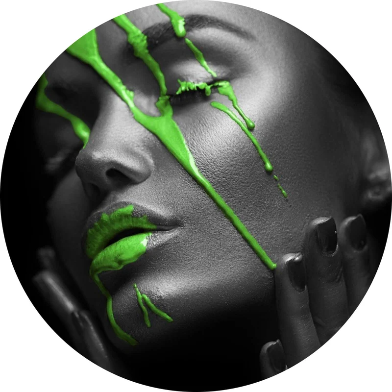 Aluminiumbild gebürstet Green Lips Kreis