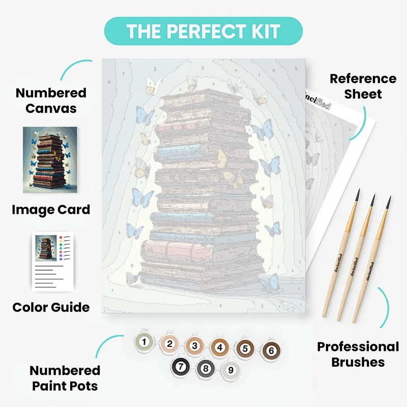 Magical Books and Butterflies - Paint by Numbers Kit