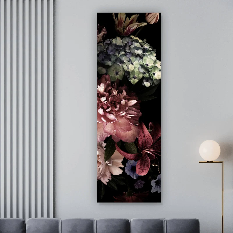 Aluminiumbild Vintage Blumen Panorama Hoch