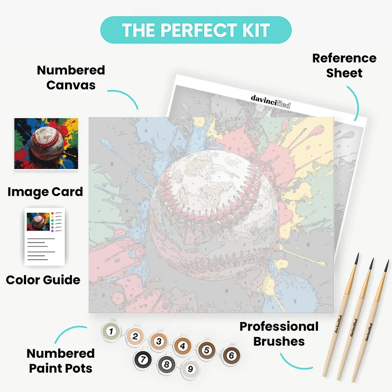 Colorful Baseball Splash - Paint by Numbers Kit