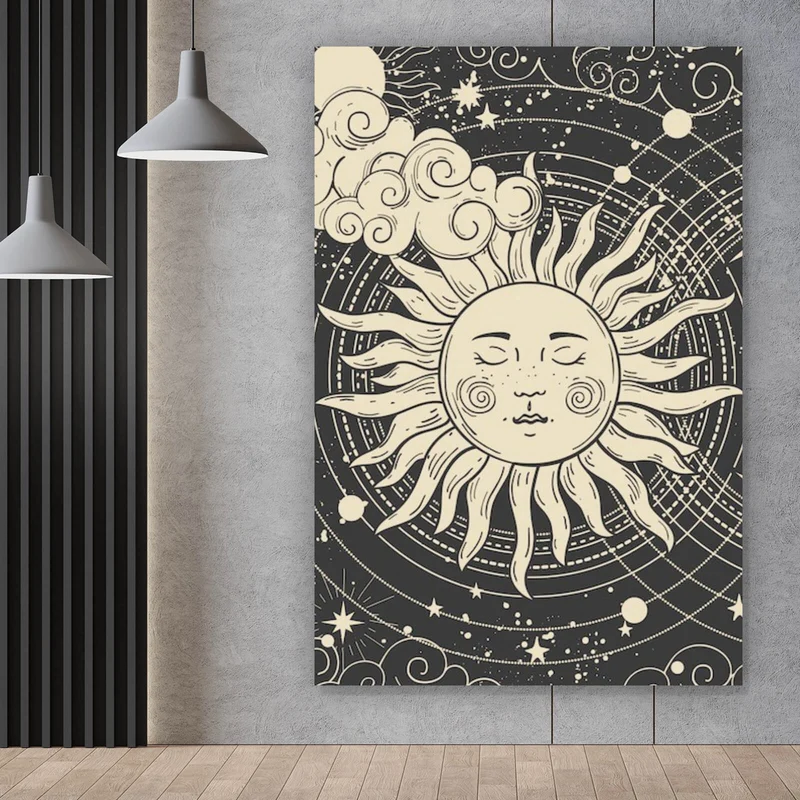 Poster Sonne und Mond vereint Boho Style Hochformat