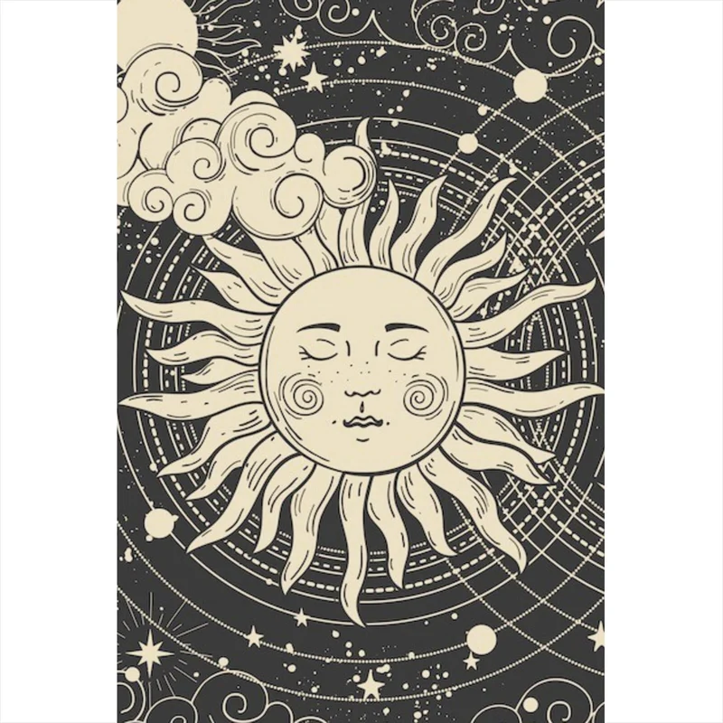 Poster Sonne und Mond vereint Boho Style Hochformat