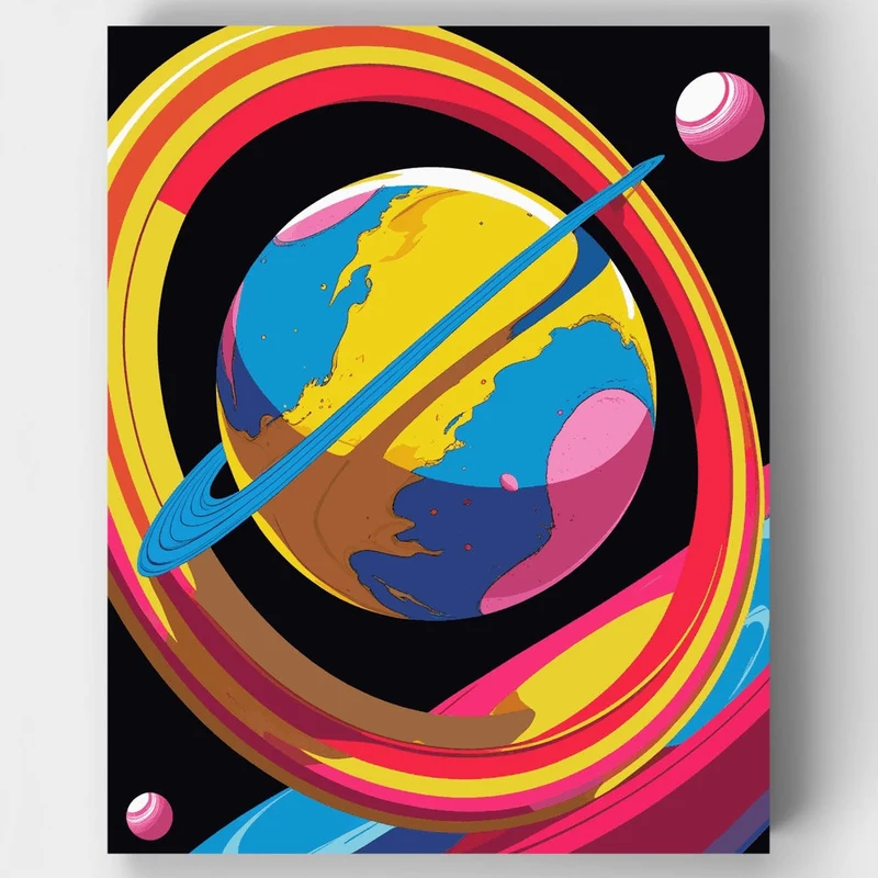 Colorful Saturn Planet - Paint by Numbers Kit