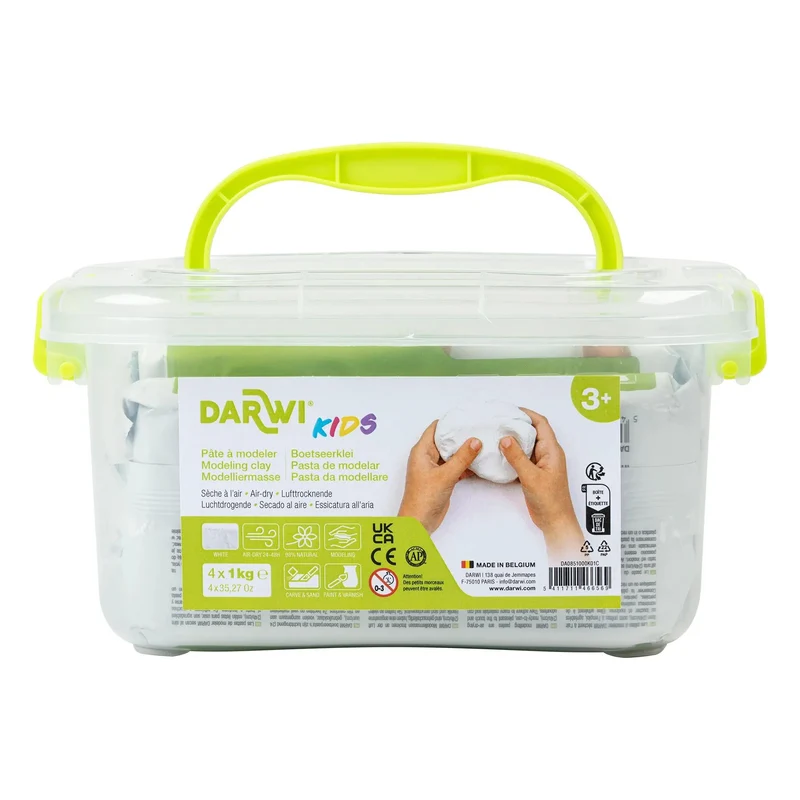 Lufthärtende Modelliermasse DARWI Kids Weiß 4 x 1000 g