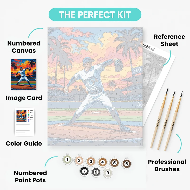 Baseball Pitcher at Sunset - Paint by Numbers Kit
