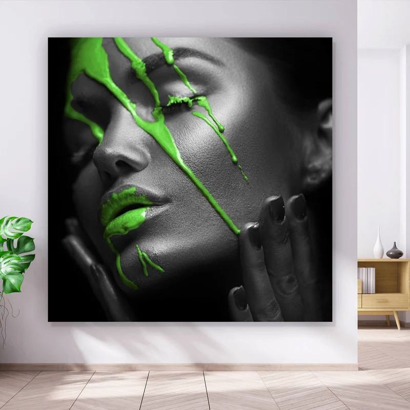 Poster Green Lips Quadrat