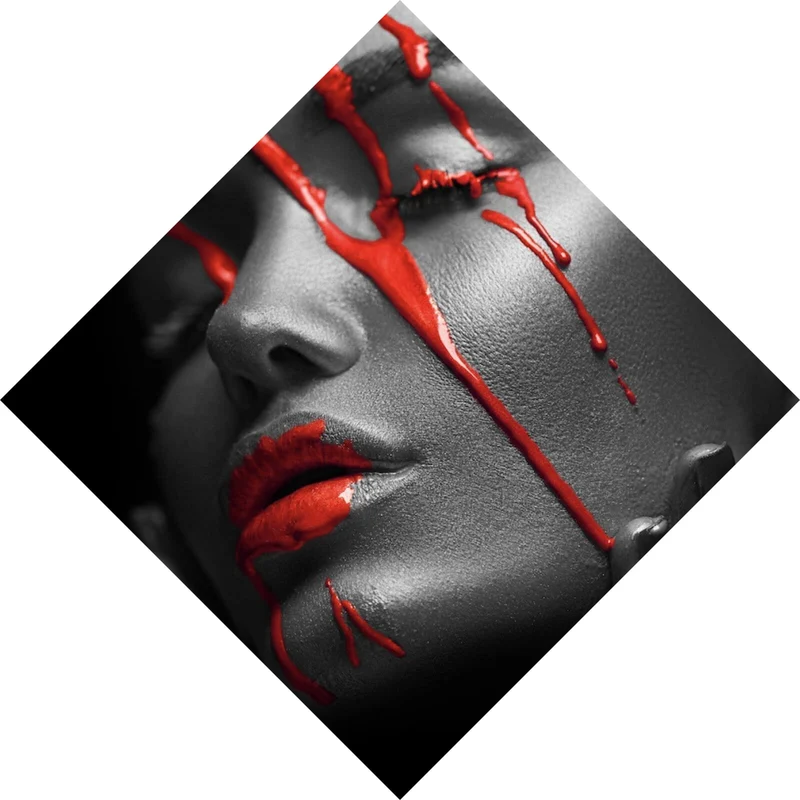 Spannrahmenbild Red Face Raute