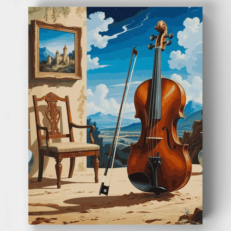 Classical Violin and Castle - Paint by Numbers Kit