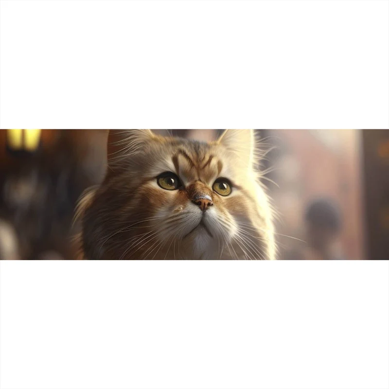 Spannrahmenbild Flauschige Katze genießt Bier in gemütlicher Kneipe Panorama