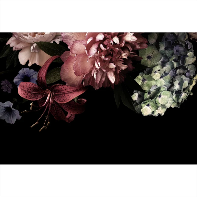 Aluminiumbild Vintage Blumen Querformat