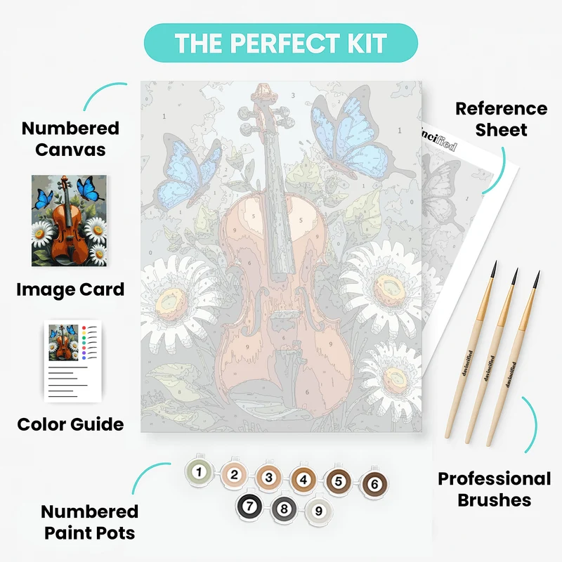 Violin and Butterflies - Paint by Numbers Kit