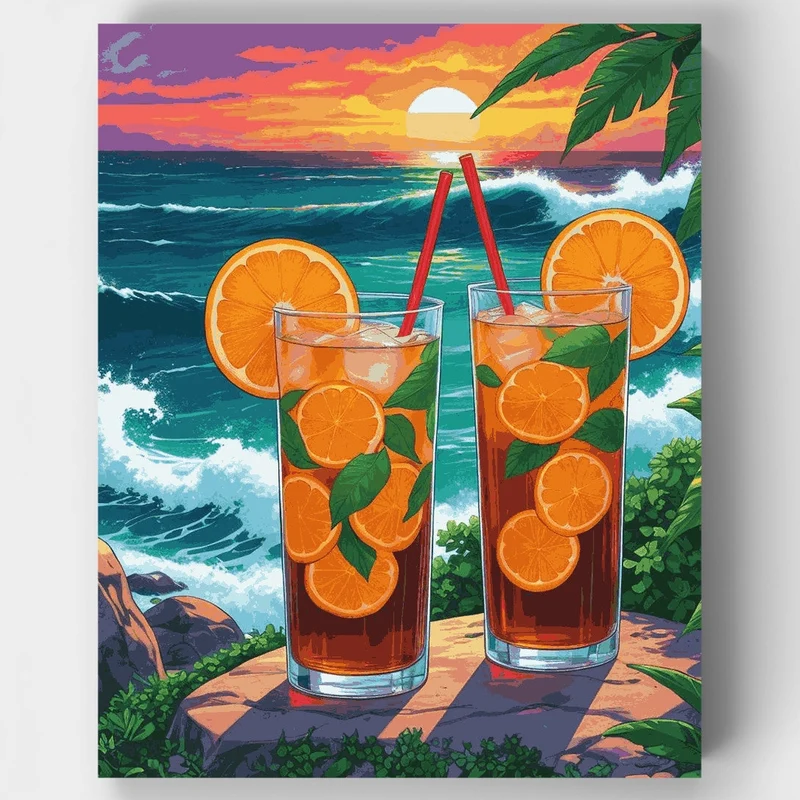 Tropical Sunset Cocktails - Paint by Numbers Kit