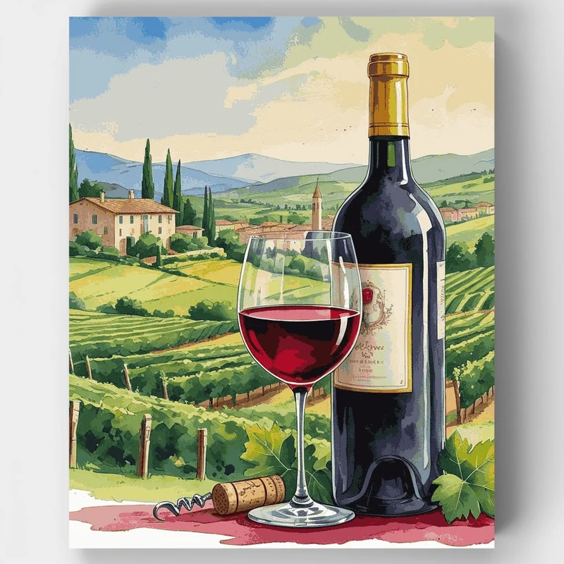 Tuscan Wine and Vineyard - Paint by Numbers Kit