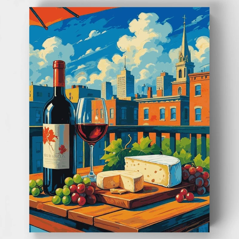 Urban Wine and Cheese - Paint by Numbers Kit
