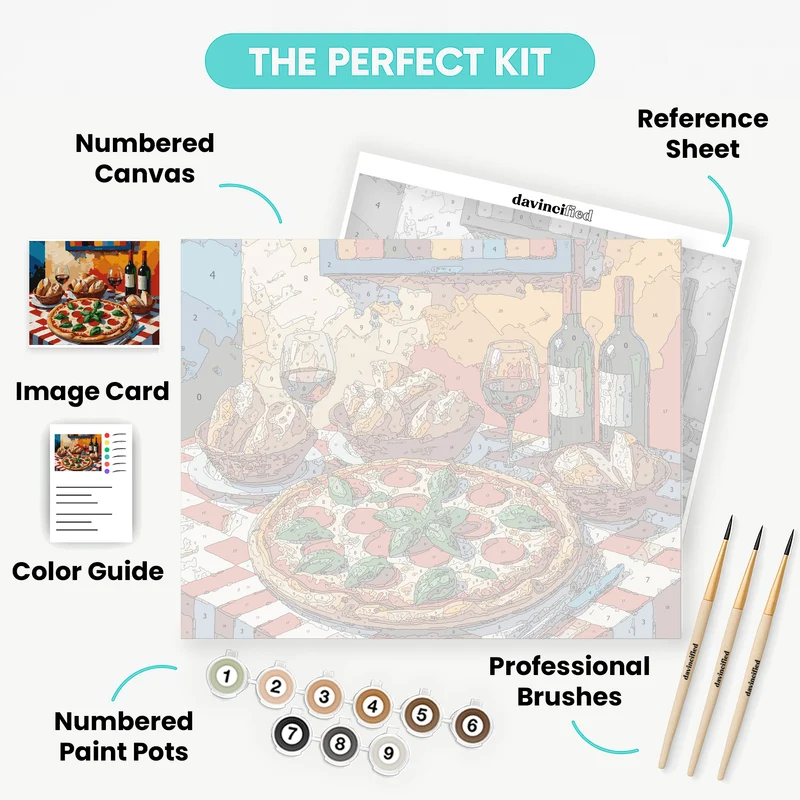 Italian Pizza and Wine - Paint by Numbers Kit