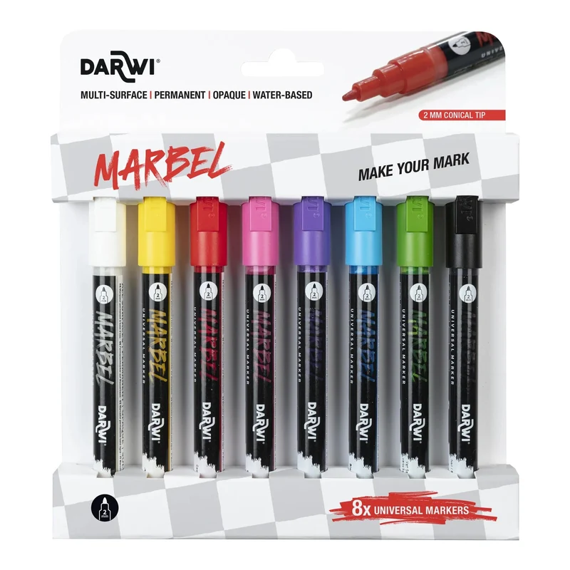 Komplet akrilnih flomastrov DARWI Marbel 2 mm Bright