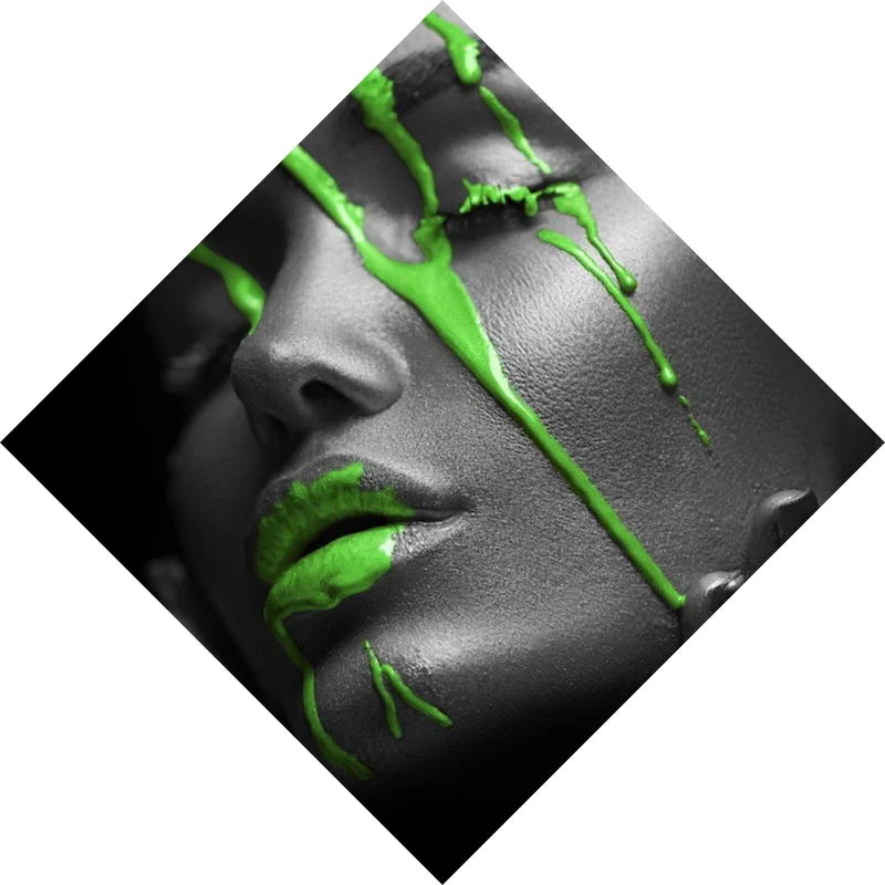 Acrylglasbild Green Lips Raute